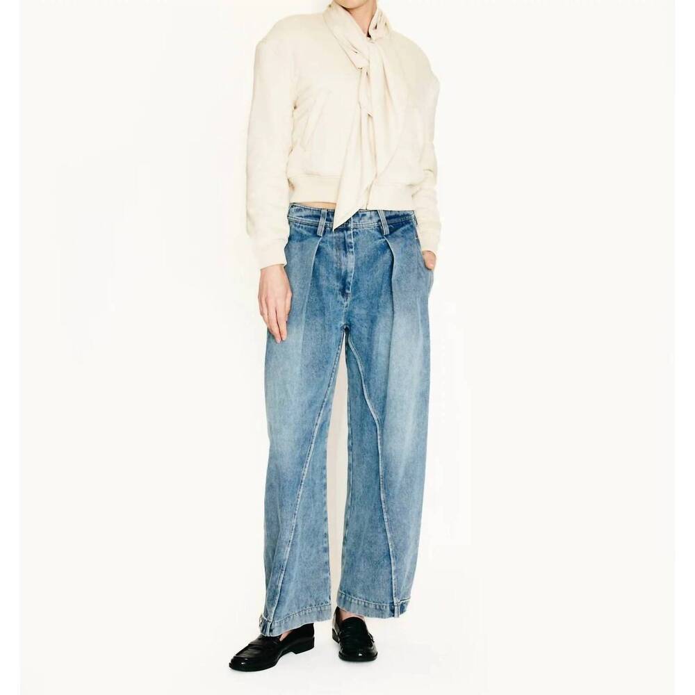 NEW LINE AND DOT mottle pants in denim blue